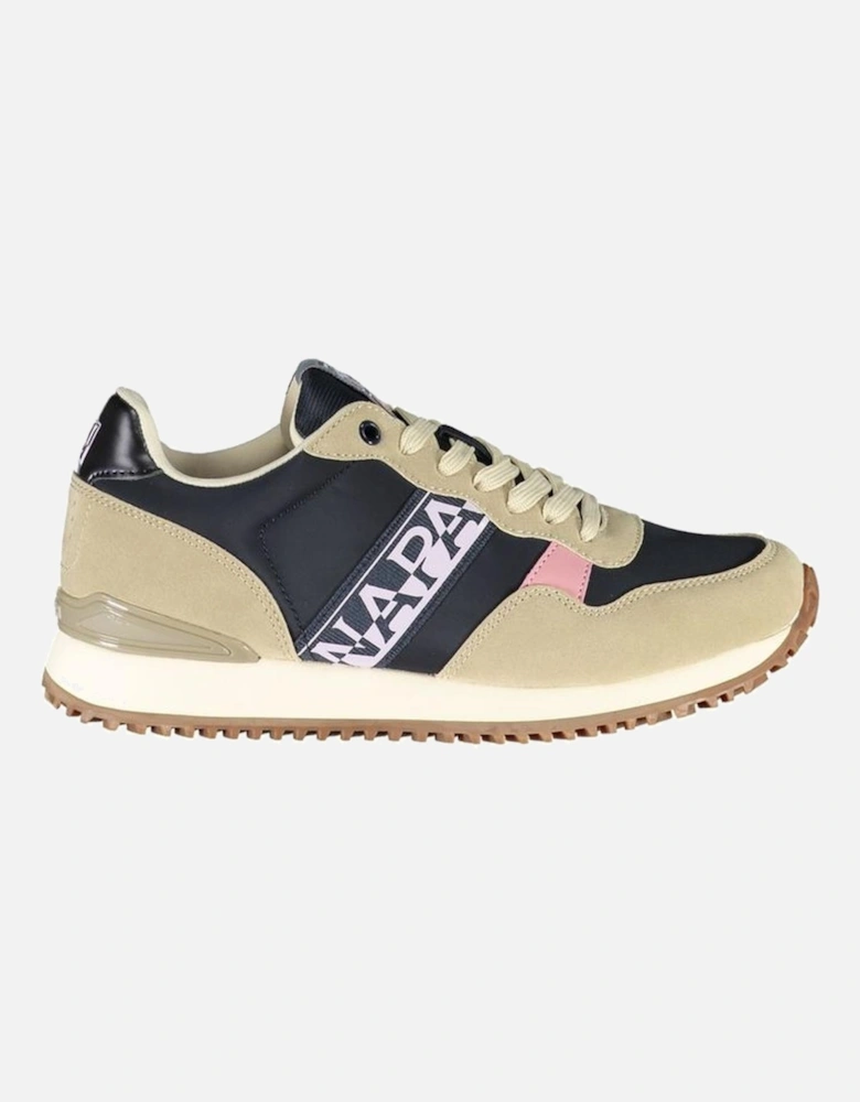 Printed Lace-up Sports Shoe with Contrast Details Women - Beige