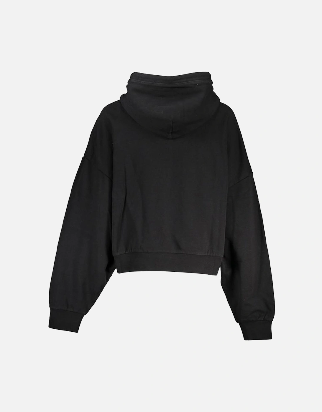 Brushed Hooded Sweatshirt with Central Pocket and Logo Women - Black