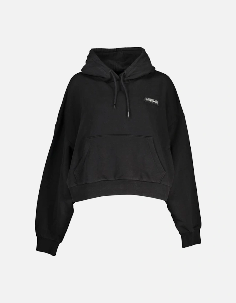 Brushed Hooded Sweatshirt with Central Pocket and Logo Women - Black