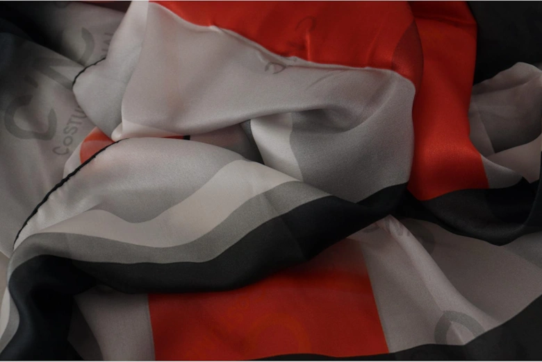 Geometric Print Silk Scarf Women - Gray Patterned Scarves