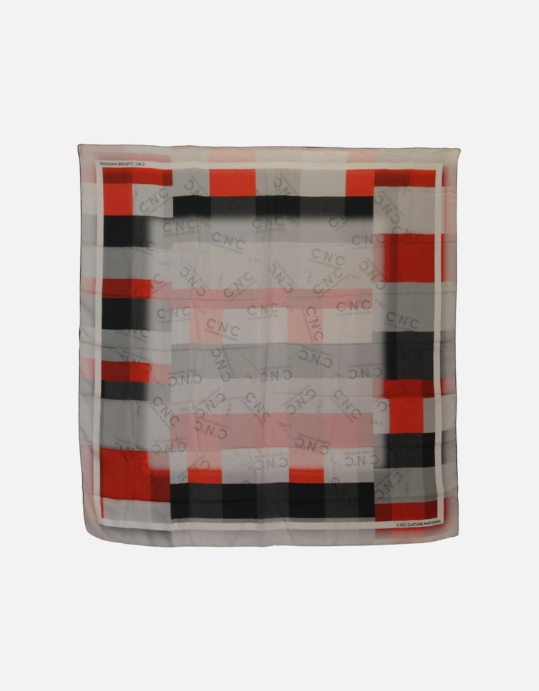 Geometric Print Silk Scarf Women - Gray Patterned Scarves
