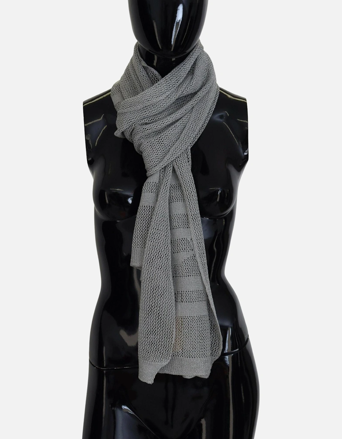Grey Knit Mesh Scarf Women - Gray Scarves, 5 of 4