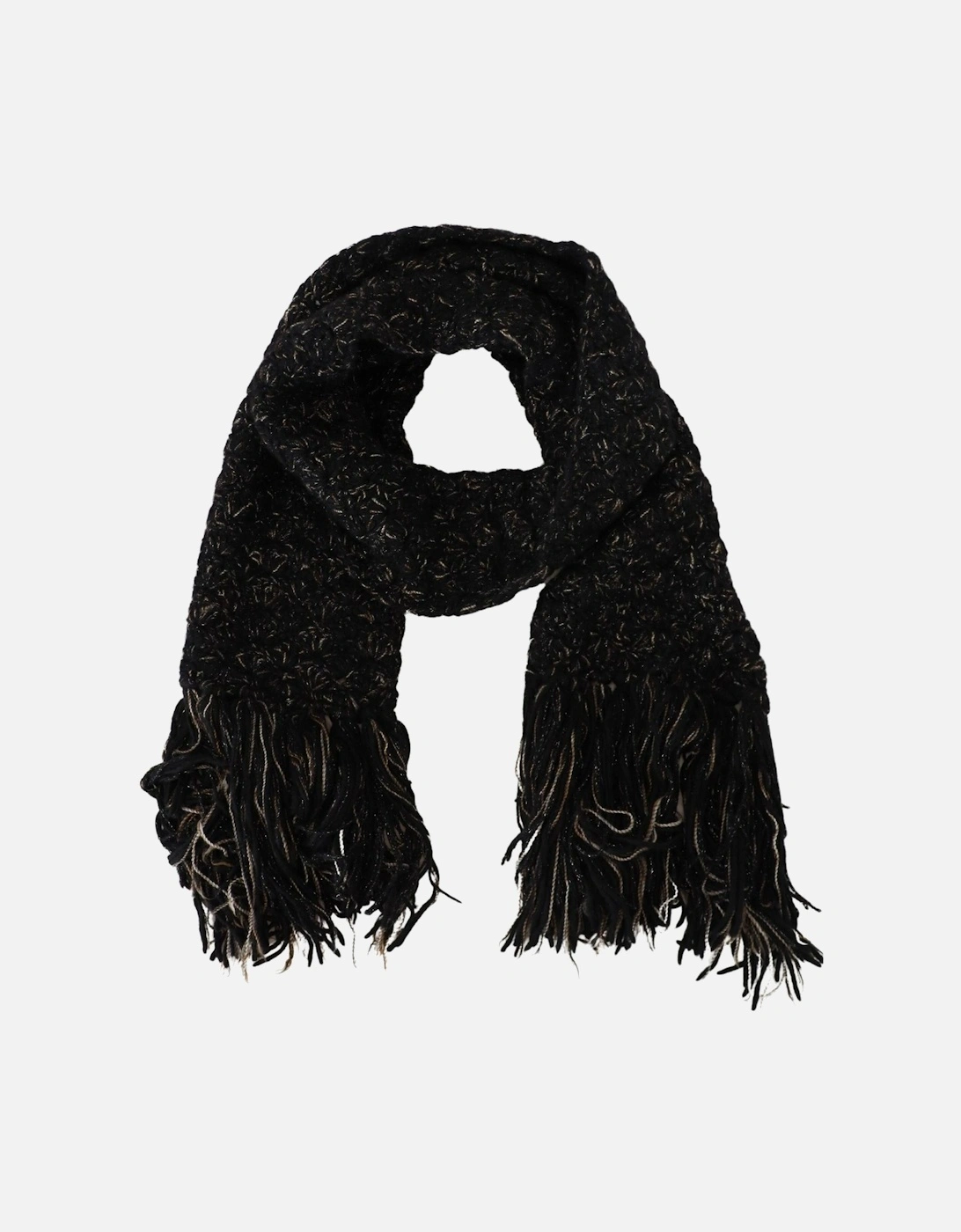 Luxurious Black Wool Blend Scarf with Logo Details Women Scarves