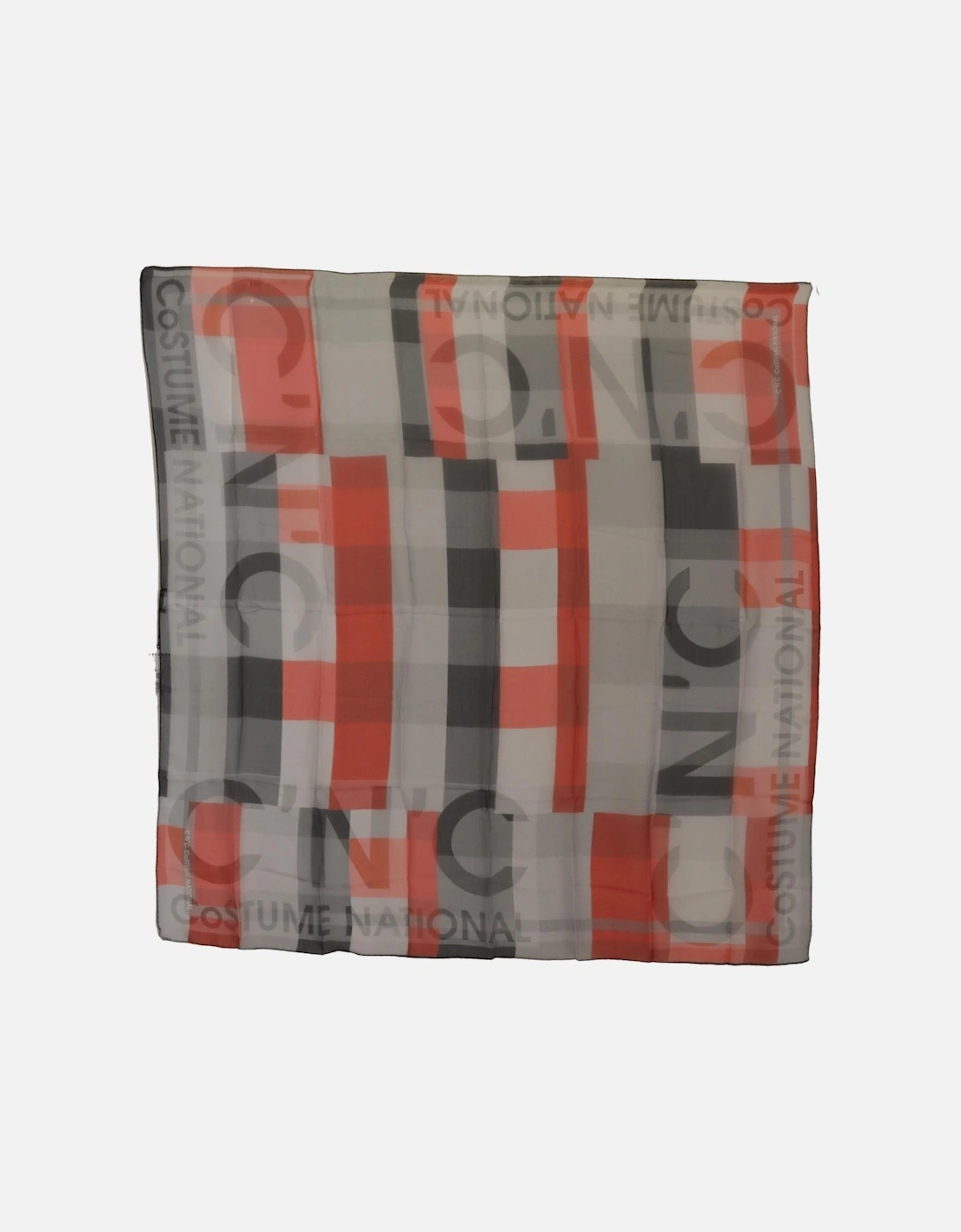 Checkered Silk Scarf with Logo Details Women - Gray Patterned Scarves