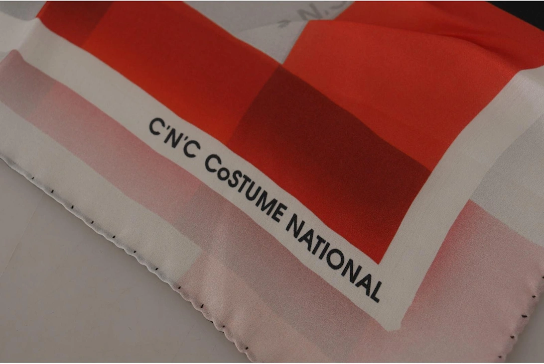 Checkered Printed Silk Scarf with Logo Details Women - Gray Patterned