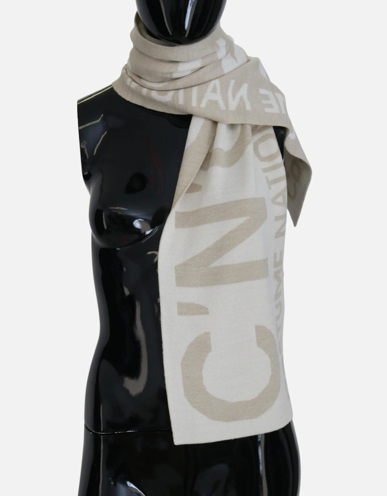 Logo Knitted Scarf Women - Beige Scarves