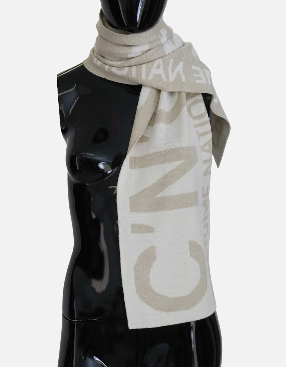 Logo Knitted Scarf Women - Beige Scarves, 5 of 4
