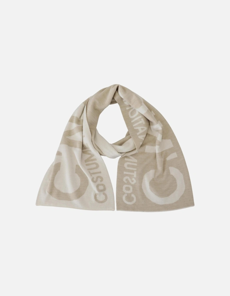 Logo Knitted Scarf Women - Beige Scarves