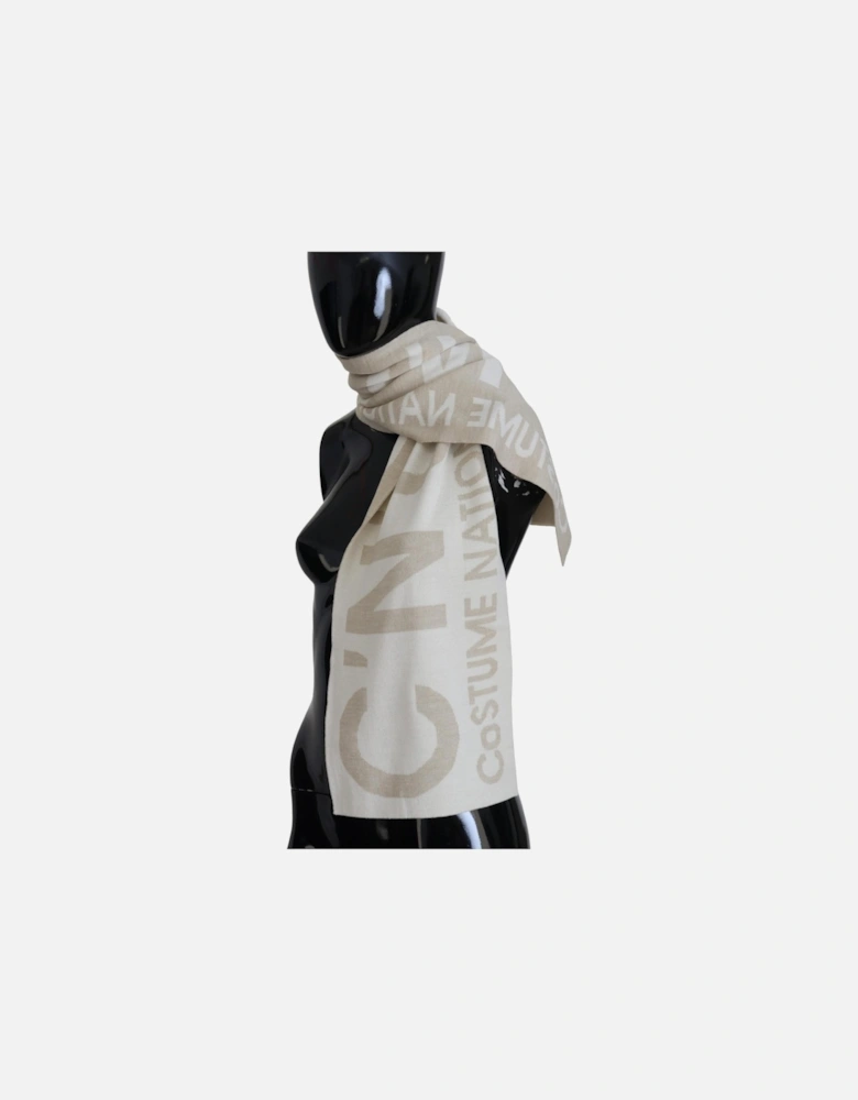 Logo Knitted Scarf Women - Beige Scarves