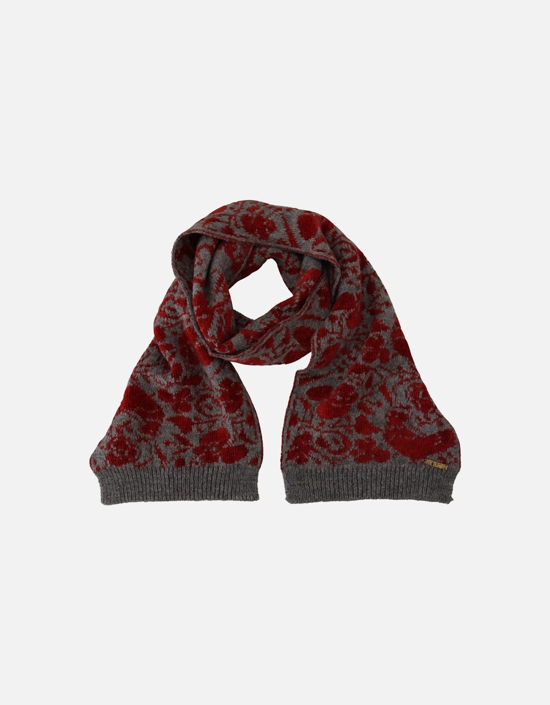 Floral Knitted Scarf Gray Red Women Scarves, 6 of 5