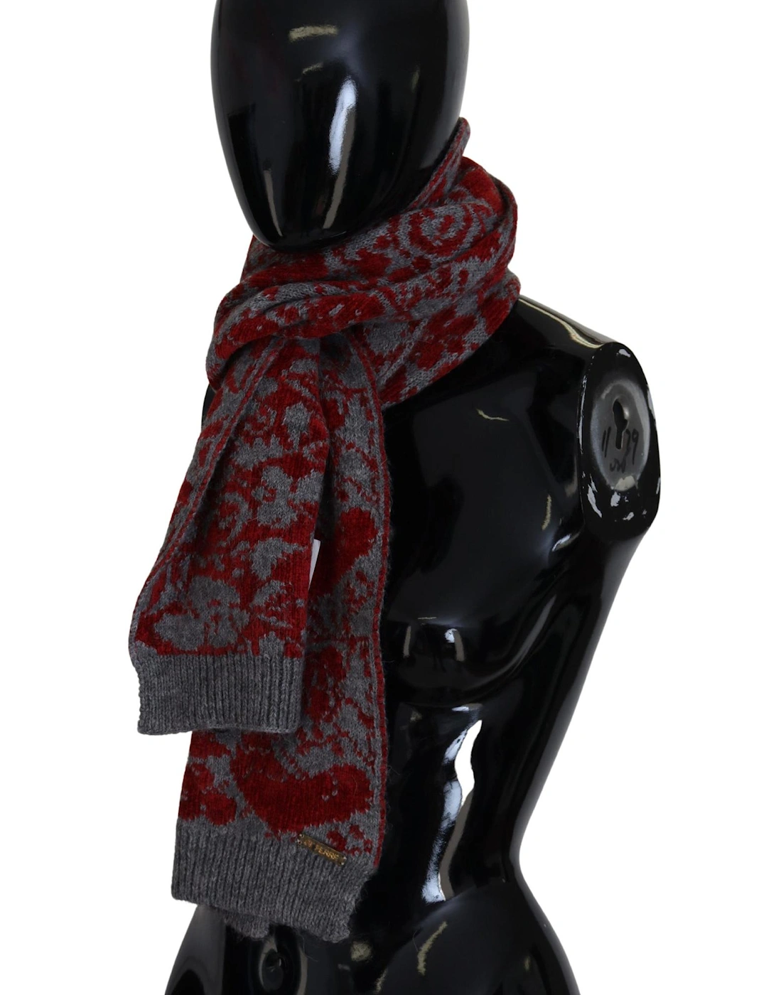 Floral Knitted Scarf Gray Red Women Scarves