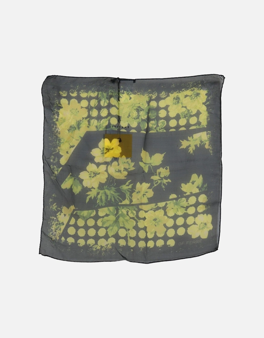 Floral Silk Scarf Yellow Polka Dots Women - Black Scarves, 6 of 5
