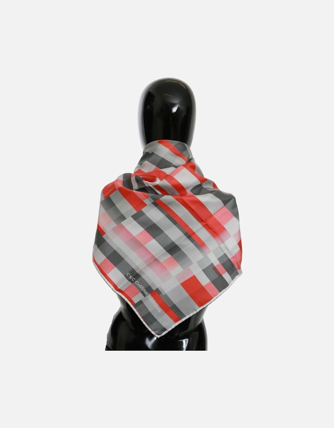 Silk Checkered Printed Scarf with Logo Details Women - Gray Scarves