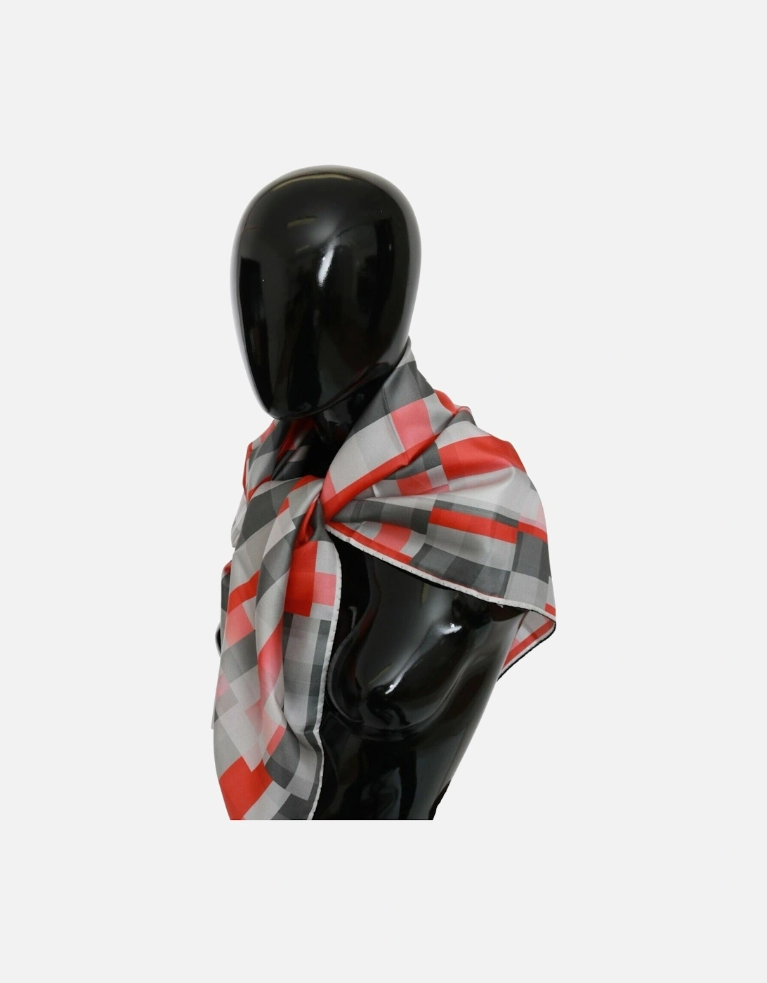 Silk Checkered Printed Scarf with Logo Details Women - Gray Scarves