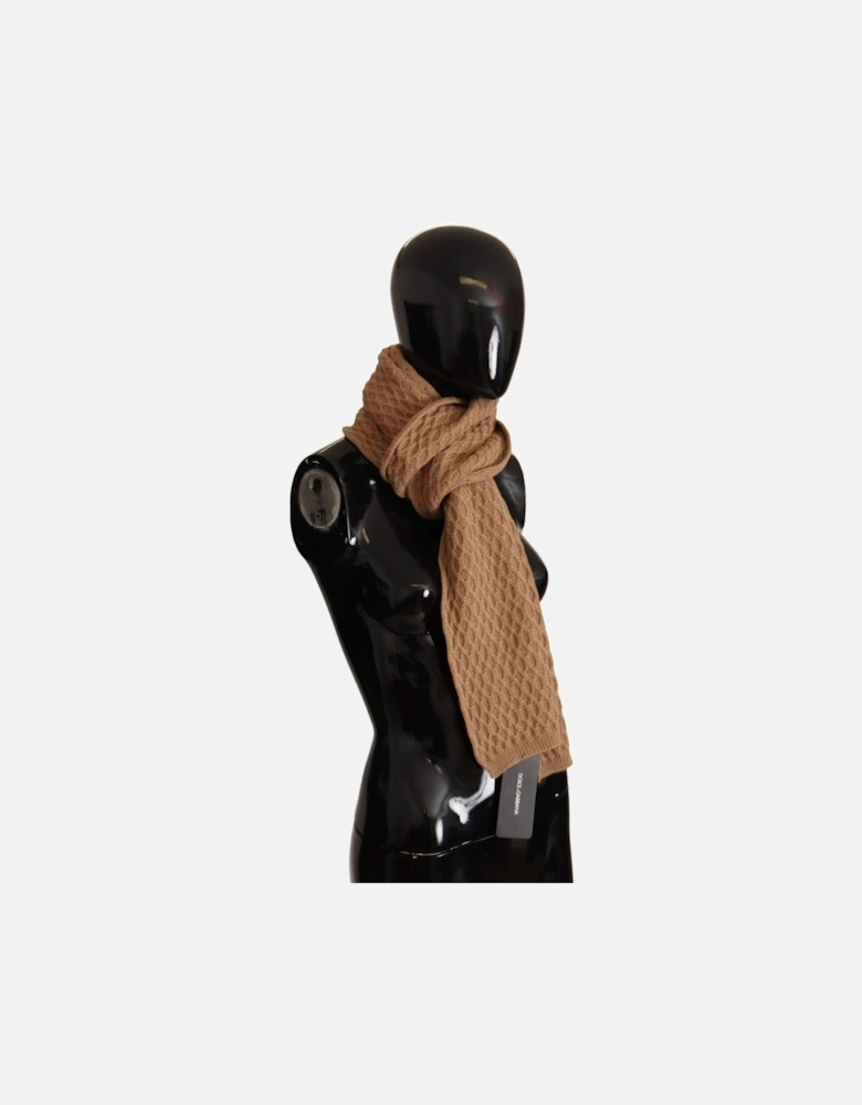 Dolce Gabbana Cable Knit Cashmere Scarf Women - Brown Scarves