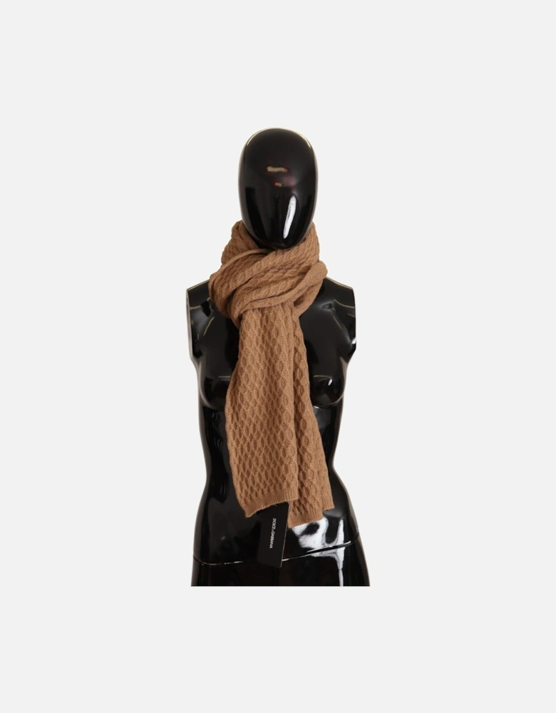 Dolce Gabbana Cable Knit Cashmere Scarf Women - Brown Scarves