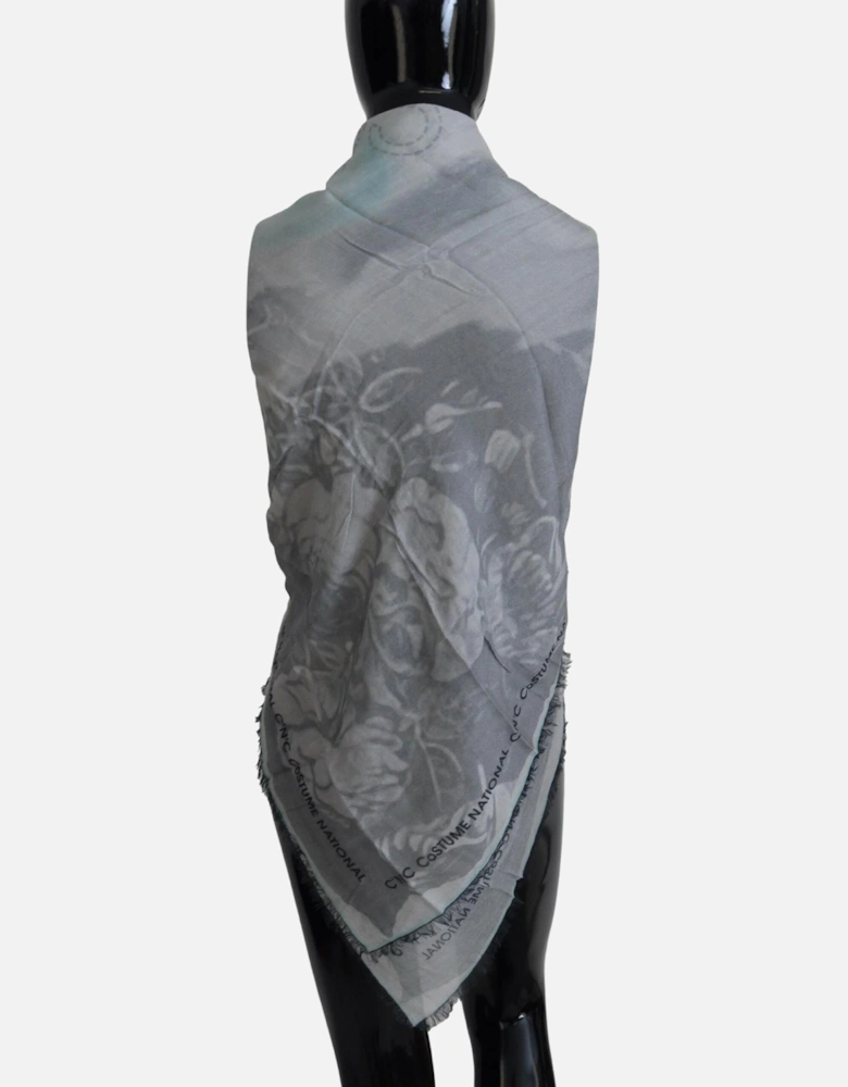 Fringed Scarf with Logo Details Women - Gray Scarves