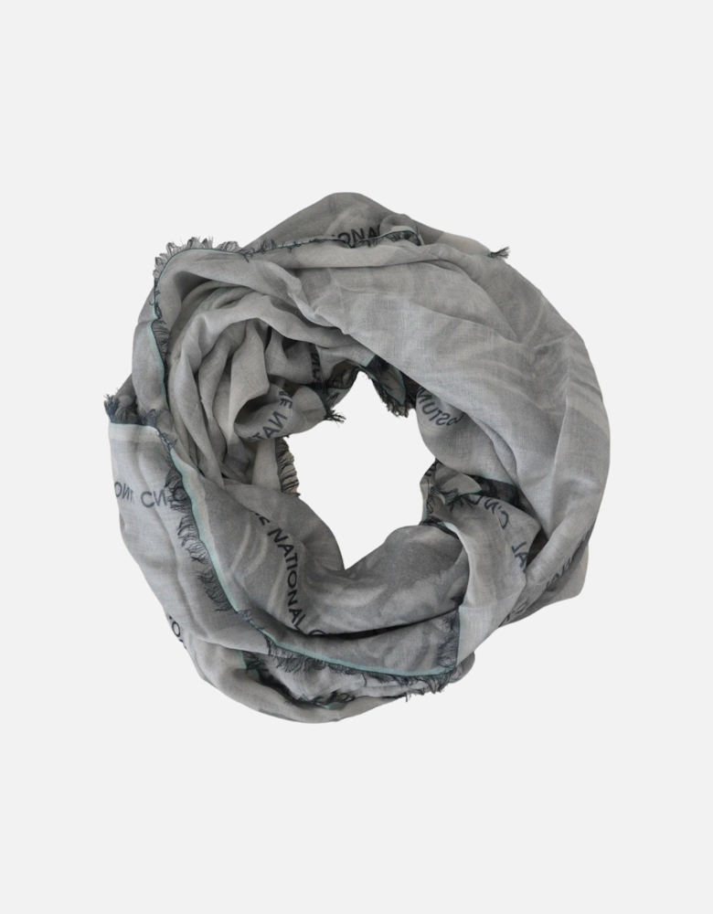 Fringed Scarf with Logo Details Women - Gray Scarves