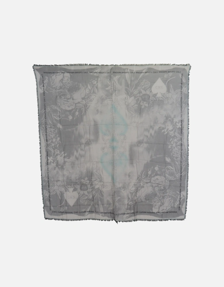 Fringed Scarf with Logo Details Women - Gray Scarves
