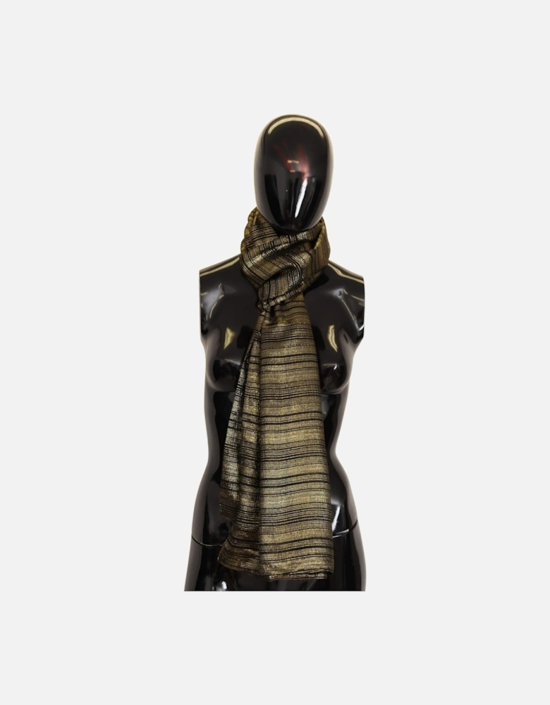 Dolce Gabbana Metallic Stripe Scarf Women - Gold Scarves