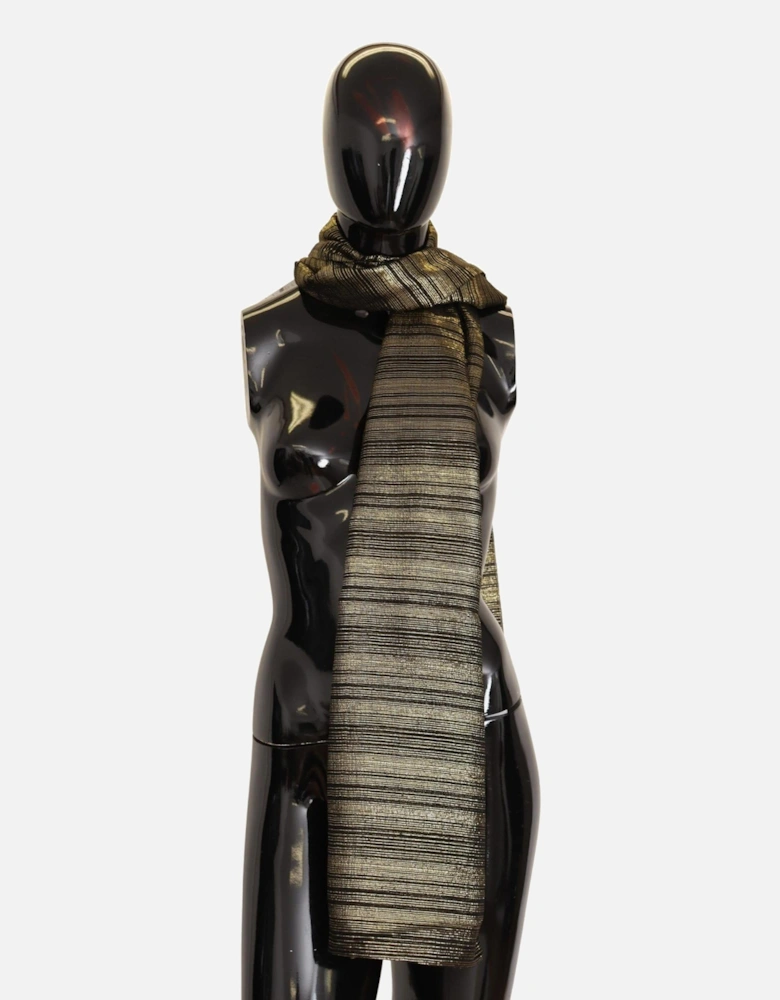 Dolce Gabbana Metallic Stripe Scarf Women - Gold Scarves