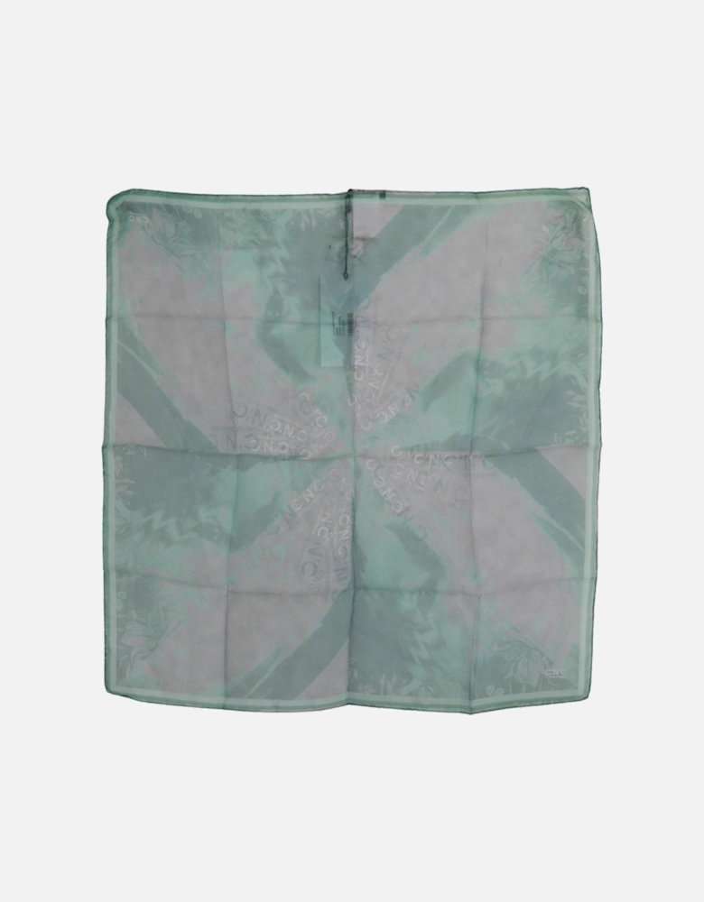 Printed Silk Scarf with Logo Details Women - Green Scarves