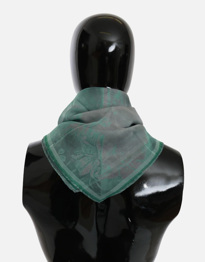 Printed Silk Scarf with Logo Details Women - Green Scarves
