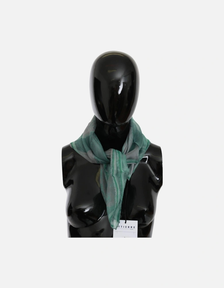 Printed Silk Scarf with Logo Details Women - Green Scarves