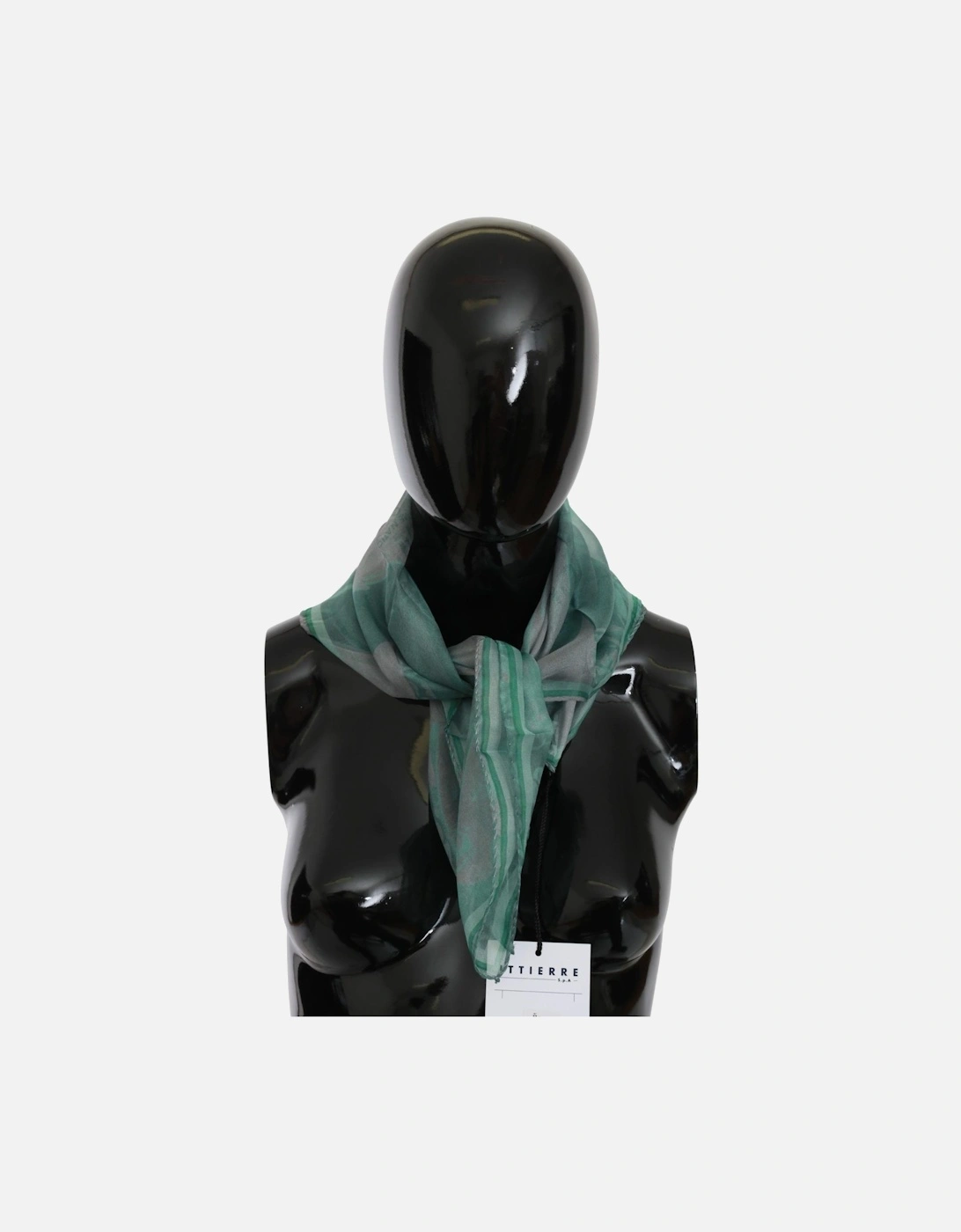 Costume National Women's Green Printed Silk Scarf With Logo Details - Scarves - Size: One Size