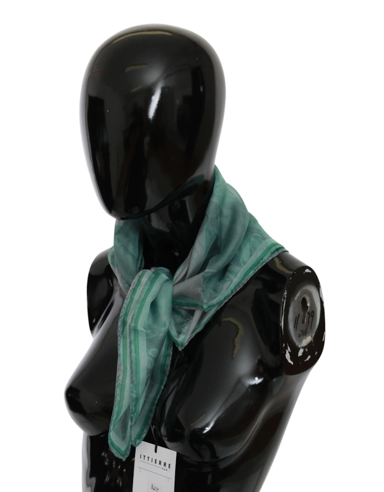 Printed Silk Scarf with Logo Details Women - Green Scarves