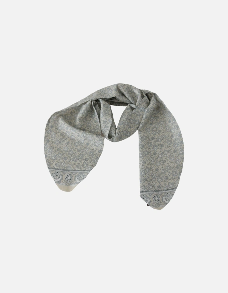 Silk Scarf Floral Print Women - Beige Scarves