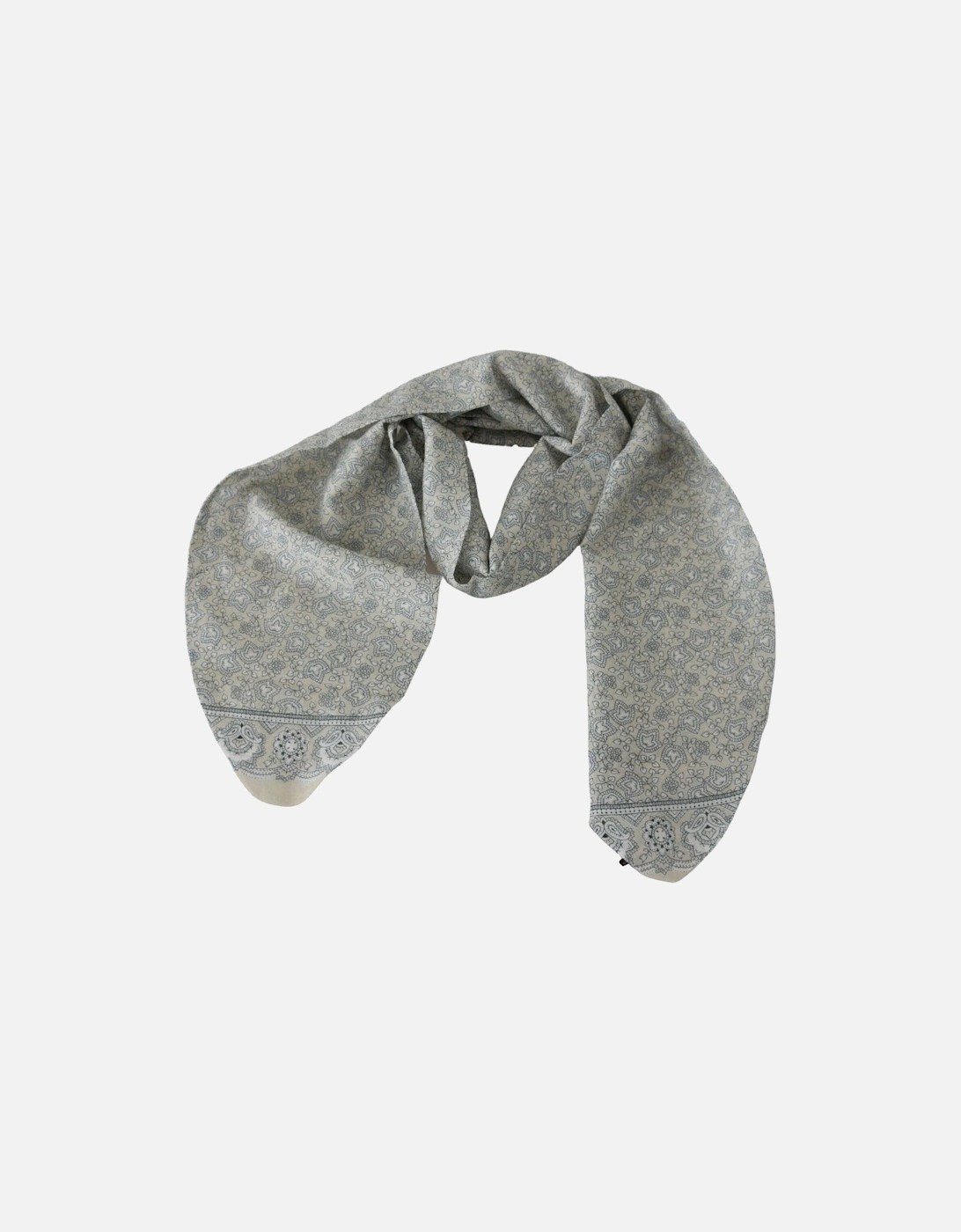 Silk Scarf Floral Print Women - Beige Scarves, 3 of 2