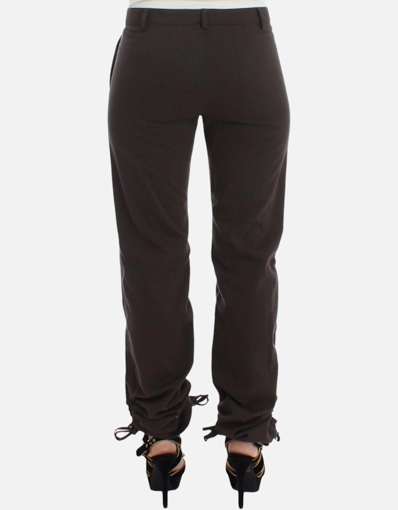 Brown Trousers Drawstring Ankle Women Jeans