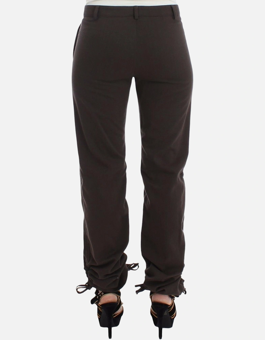 Brown Trousers Drawstring Ankle Women Jeans
