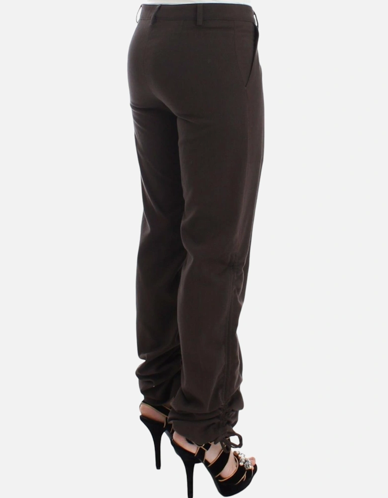 Brown Trousers Drawstring Ankle Women Jeans