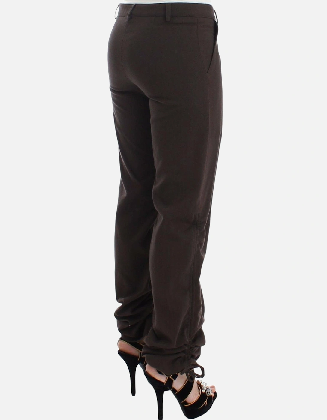 Brown Trousers Drawstring Ankle Women Jeans