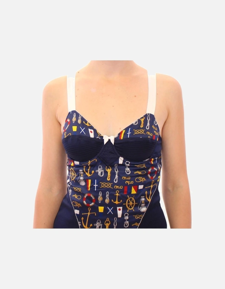 Sailor Motive Print Stretch Tank Top Women - Blue T-Shirts