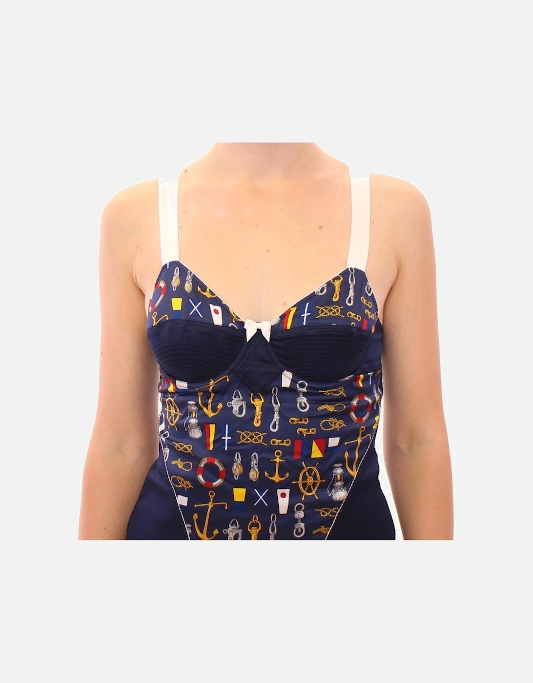 Sailor Motive Print Stretch Tank Top Women - Blue T-Shirts