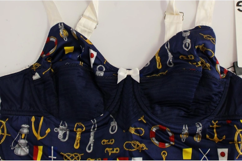 Sailor Motive Print Stretch Tank Top Women - Blue T-Shirts