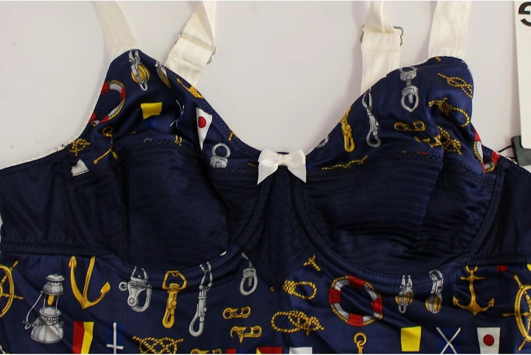 Sailor Motive Print Stretch Tank Top Women - Blue T-Shirts