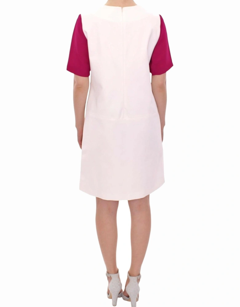 Colorblocked Shift Dress Short Sleeves Women - White Dresses