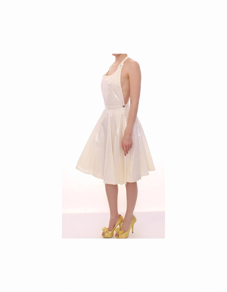 Halter Neck Fit and Flare Vinyl Dress Women - White Dresses