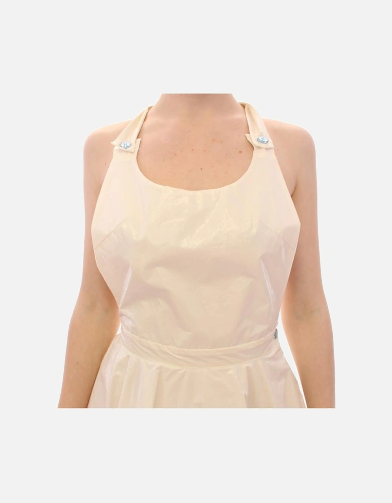Halter Neck Fit and Flare Vinyl Dress Women - White Dresses