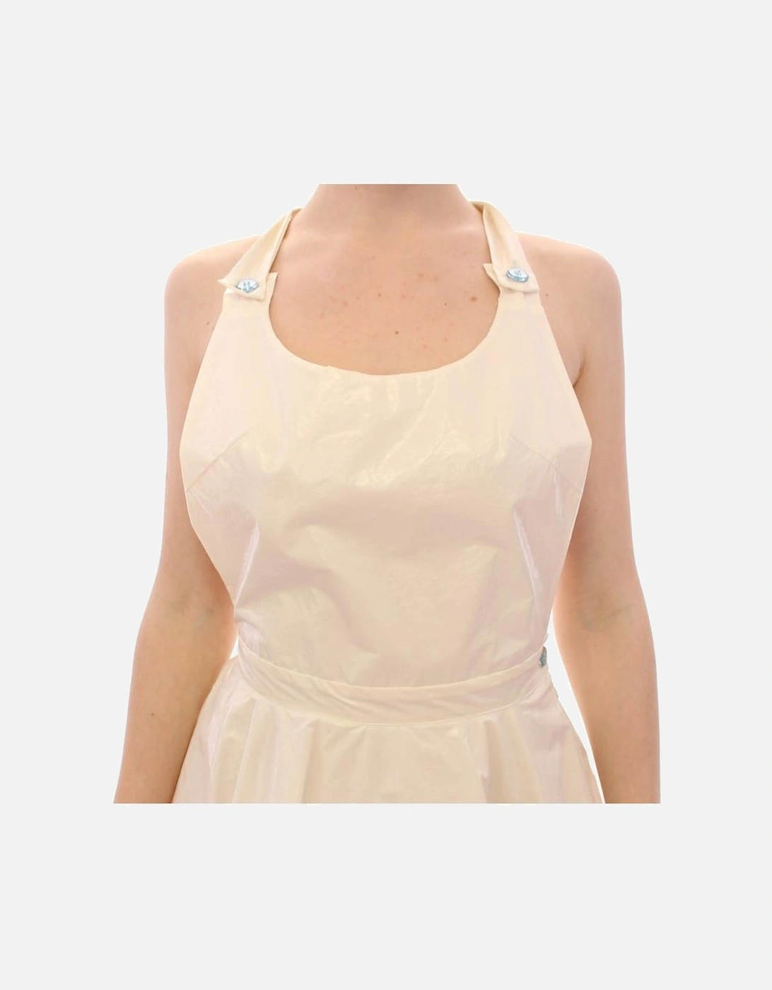 Halter Neck Fit and Flare Vinyl Dress Women - White Dresses