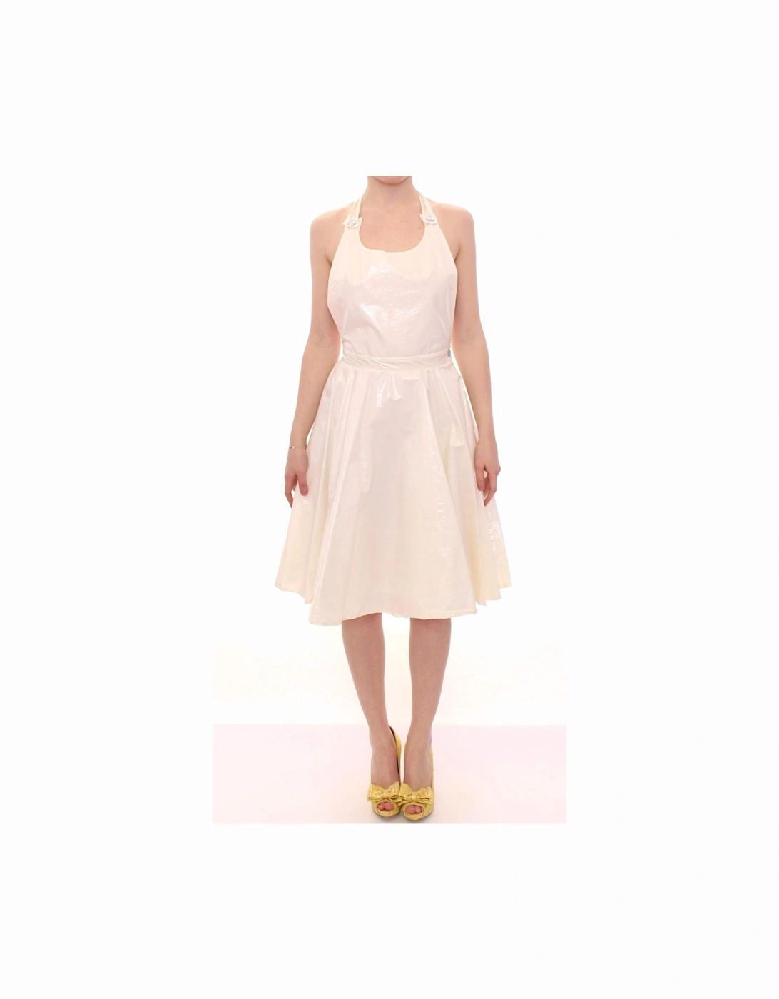 Halter Neck Fit and Flare Vinyl Dress Women - White Dresses, 7 of 6