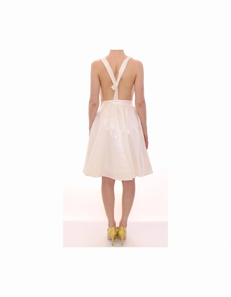 Halter Neck Fit and Flare Vinyl Dress Women - White Dresses
