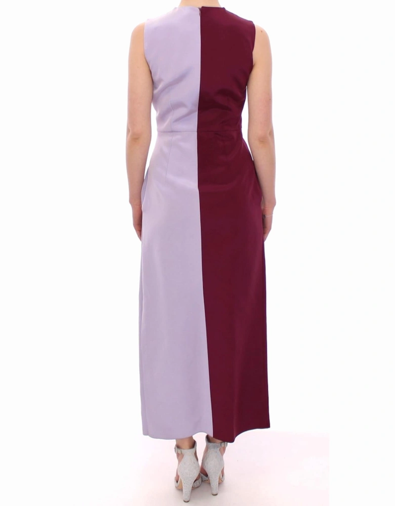 Colorblocked midi dress Sleeveless silk dress Women - Purple Dresses