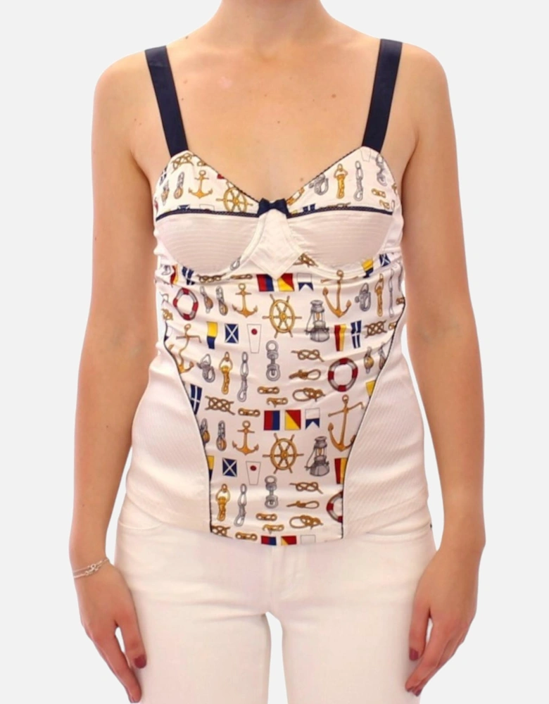 Dolce Gabbana Nautical Print TopSleeveless Top Women - White T-Shirts