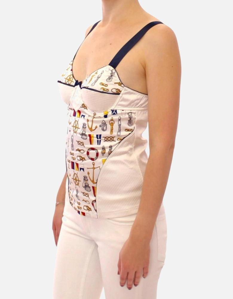 Dolce Gabbana Nautical Print TopSleeveless Top Women - White T-Shirts