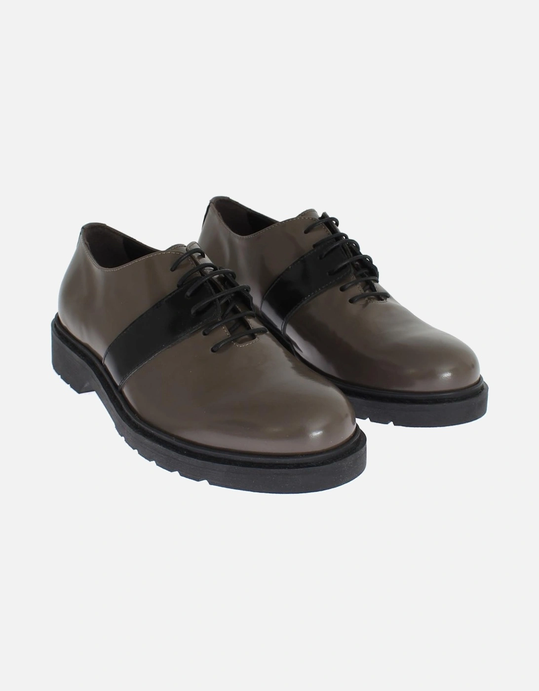 Casual Oxford Leather Shoes Women - Gray Flats